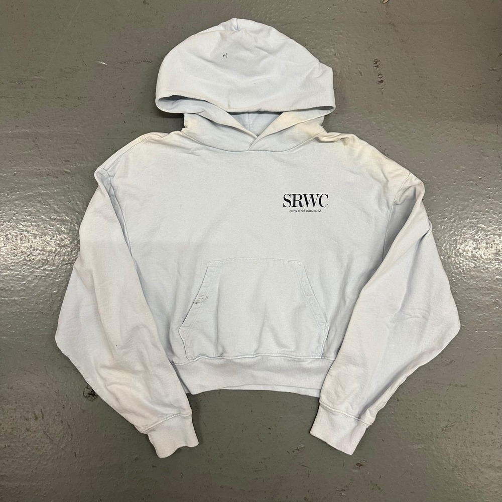 Sporty & Rich Womens SRWC Hoodie Medium Blue Preowned Stains Faded